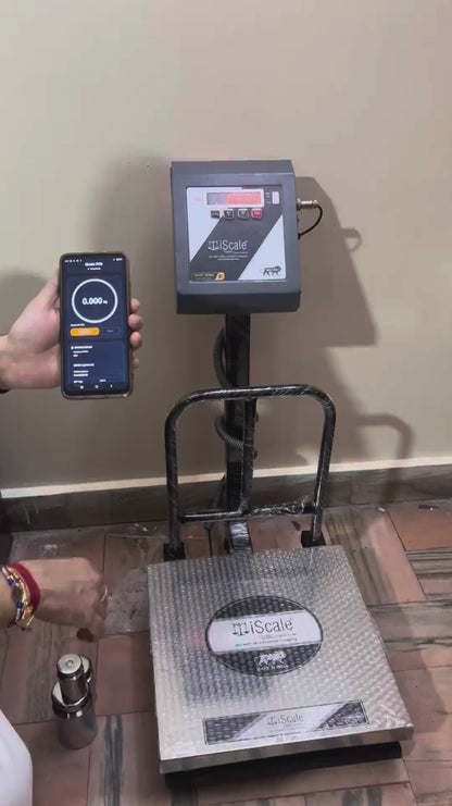 iScale S-16, 200kg x 20g Smart Bluetooth Scale | Stamp & Certificate | 500x500mm SS Pan | Free Android & Windows Weight Recording App | Front & Back Red Display