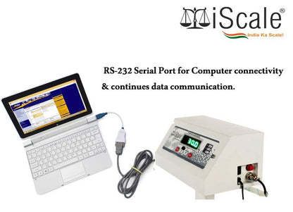 iScale ISP-500M Capacity 500kg x 50g Accuracy,Electronic Weighing Scale with Front Back Double Display, MS Pan,24x24" with RS232 Serial port for computer connectivity & continues data transmission