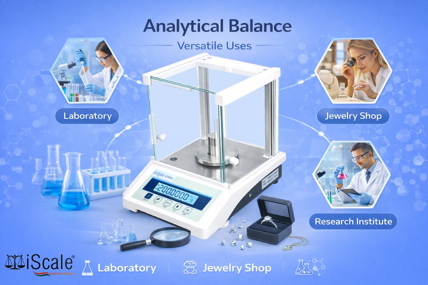iScale Cerkel i-36 Analytical Balance 200g x 0.0001g (0.1mg) Precision | Repeatability ±0.3mg (0.0003) | NABL Calibration Certificate & 200g Test Weight | Ideal for Gold Jewellery, Lab & Research purpose | RS232 Serial Port | External Calibration