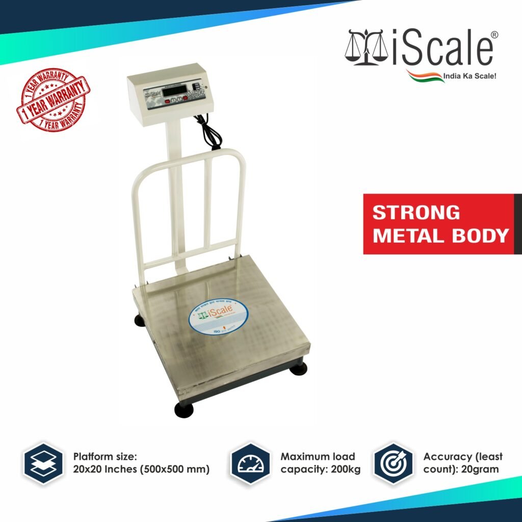 iScale Electronic Platform Weighing Scale 200kg Capacity 20g Accuracy