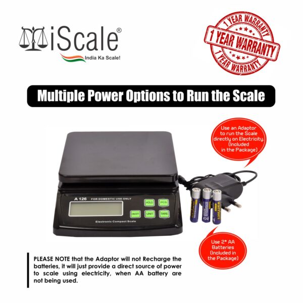 iScale 6 Kg Digital Kitchen & Multipurpose Weighing Machine small pan size 14.5 x 14.5 cm With Direct power adapter