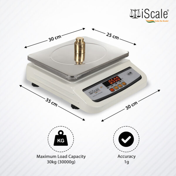 iScale i-02 Weight Capacity 30kg x 1g Digital Weighing Machine / Weighing Scale with Front and Back Double Display for Kirana Shop, Kitchen and Commercial Purposes