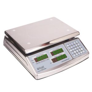 iScale i-08: 30kg x 1g Commercial Price Computing Scale – Stainless Steel Body, Front and Back Display, Chargeable, With Calibration Certificate for Shops